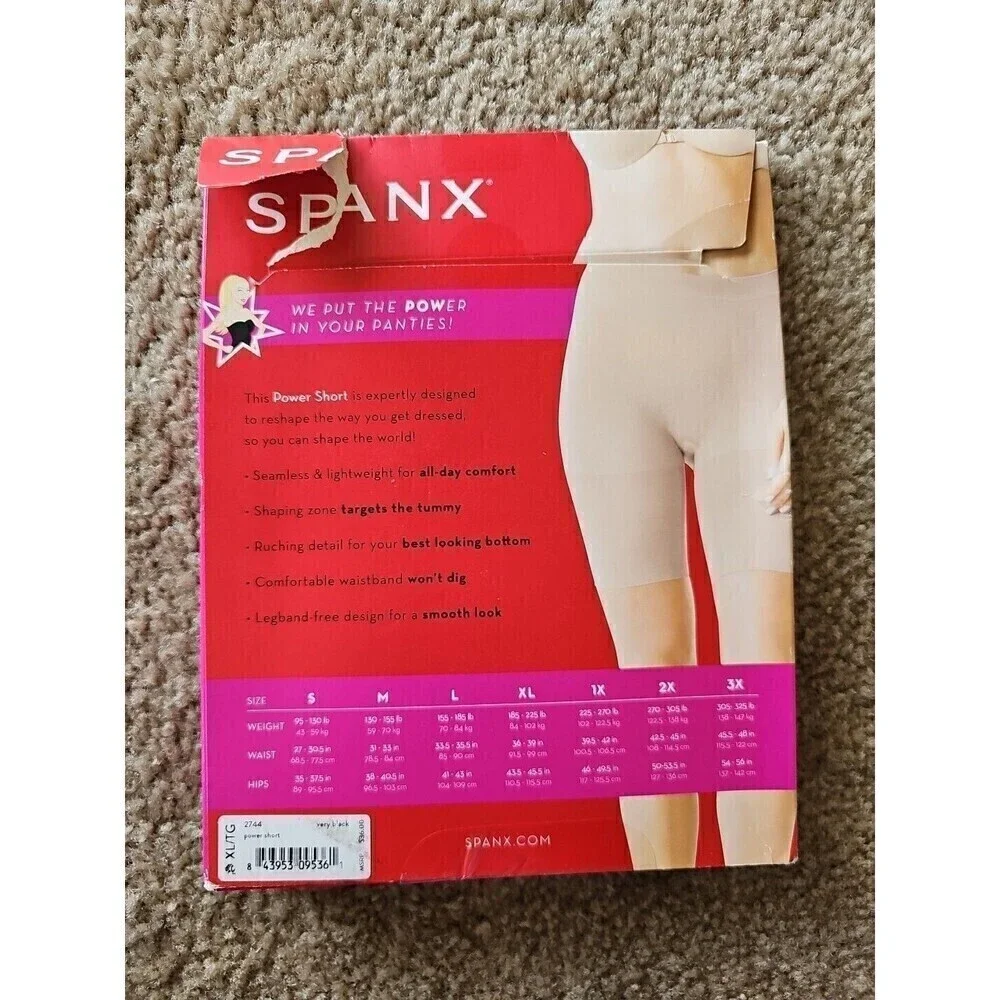 Spanx Women's Power Short Mid Thigh Shaper Short Black Size XL NEW $36